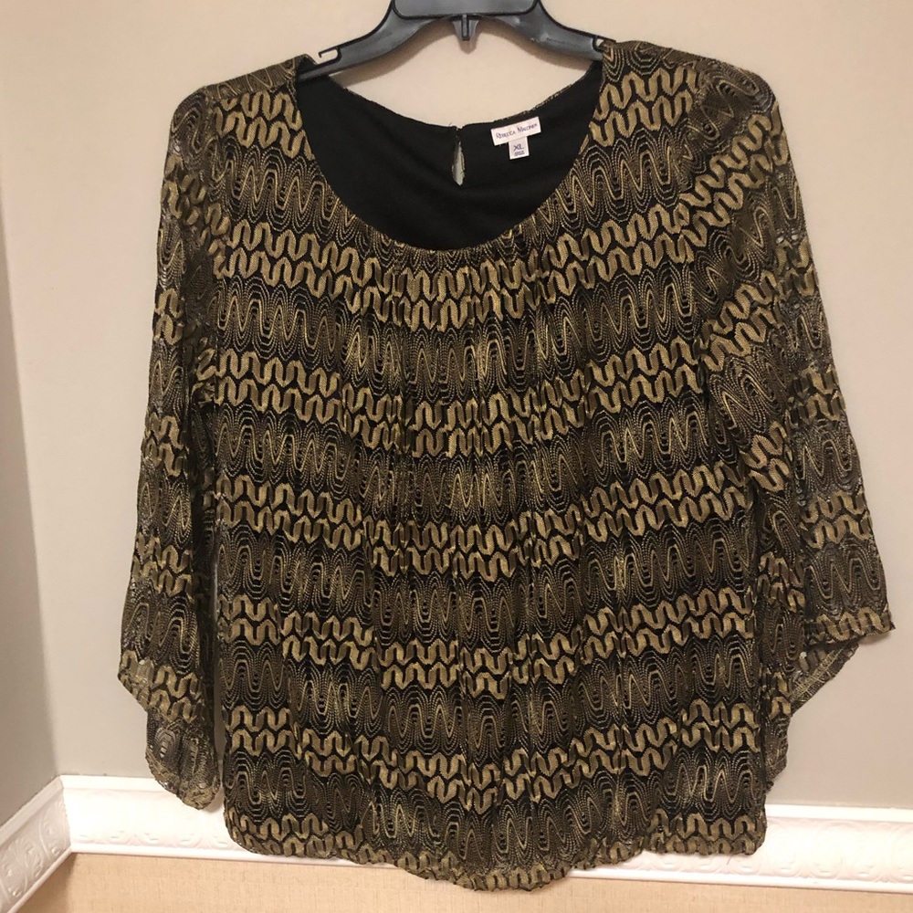 Rebecca Malone, Black & Gold, top. Plus size XL